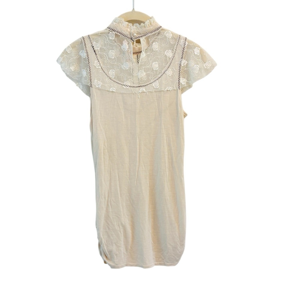 Free People 2007 Lace Yoke Tunic Top Size S Boho Romantic Victorian Lace NEW - Picture 4 of 12